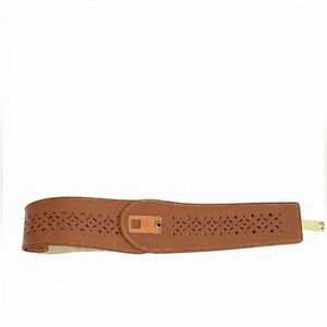Fossil Brown Laser-Cut Star Perforated Elastic Waist Belt